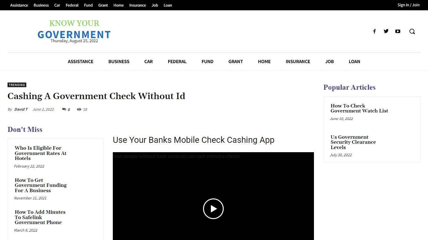 Cashing A Government Check Without Id - KnowYourGovernment.net